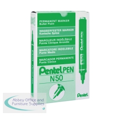 Pentel N50 Permanent Green Marker Bullet Tip (Pack of 12) N50-D