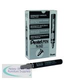 Pentel N60 Permanent Marker Chisel Tip Black (12 Pack) N60-A
