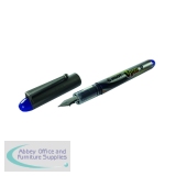 Pilot Blue Ink/Metallic Grey Barrel VPen Disposable Fountain Pens (12 Pack) SVP-4M-03