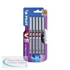 Pilot V5 Hi-Tecpoint Liquid Ink Rollerball Pen Fine Black (Blister Pack of 5)