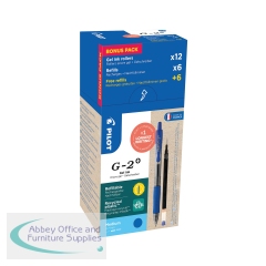 Pilot G-2 Plus Begreen Greenpack Gel Ink Rollerball Medium Blue with 6 Refills (Pack of 12) WLT556183V1