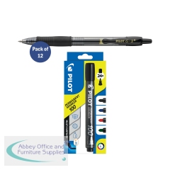 Pilot G-2 Gel Ink Rollerball Pen Medium Black Pack of 12 FOC Pilot 100 Markers