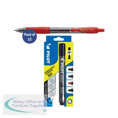 Pilot G-2 Gel Ink Rollerball Pen Medium Red Pack of 12 FOC Pilot 100 Markers