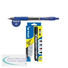 Pilot G-2 Gel Ink Rollerball Pen Medium Blue Pack of 12 FOC Pilot 100 Markers