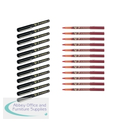 Pilot V7 Hi-Tecpoint Ultra Rollerball Buy Pack of 12 Black Pens Get Pack of 12 V7 Red Pens FOC