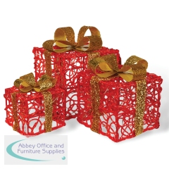 LED Outdoor/Indoor Light Up Christmas Presents Red (Pack of 3) GH9068