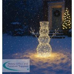 LED Outdoor Metal Light Up Snowman 600mm Silver/Warm White XH10087