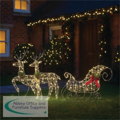 LED Outdoor/Indoor Light Up Sledge and Deer Warm White (Pack of 3) XH10089