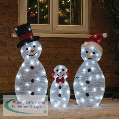 LED Outdoor Light Up Snowman Warm White (Pack of 3) XH10096