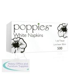 Poppies 1-Ply Napkins 30cm White (Pack of 5000) 3014WH