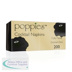 Poppies Cocktail Napkins Black (Pack of 4000) 2424BK