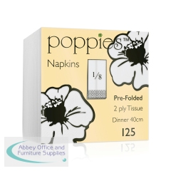 Poppies 2-Ply Napkins 8 Fold 40cm White (Pack of 2000) 4028WH/CASE