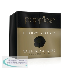Poppies Tablin Napkins 8 Fold 40cm Black (Pack of 500) 4048BK
