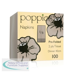 Poppies 2-Ply Napkins 8 Fold 40cm Recycled Kraft (Pack of 2000) 4028RC/CASE
