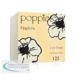 Poppies 2-Ply Napkins 4 Fold 33cm Champagne (Pack of 2000) 3324CP/CASE