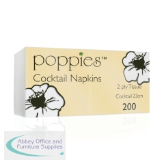 Poppies Cocktail Napkins White (Pack of 2000) 2424WH2