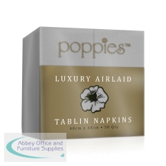 Poppies Tablin Napkins 8 Fold 40cm Grey (Pack of 500) 4048GR