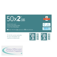 Royal Mail Second Class Large Postage Stamp Sheet (Pack of 50) BBSL2