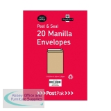 Postpak C4 Peel and Seal Manilla 90gsm 10 Packs of 20 Envelopes 9730466
