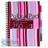 Pukka Pad Stripes Wirebound Hardback Project Notebook 250 Pages A4 Blue/Pink (3 Pack) CBPROBA4