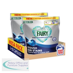 Fairy Professional Non Biological Laundry Detergent Liquid Pods 50 Pods x2 (Pack of 100) C013037