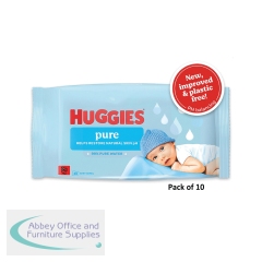 Huggies Pure Plastic Free Baby Wipes 48 Wipes (Pack of 10) C011365