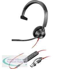 Poly Blackwire 3315 Monaural MS USB-C/A +3.5mm Headset 8X218AA
