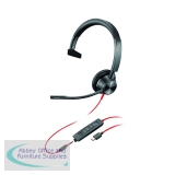 Poly Blackwire 3315 Monaural Wired Headset USB-A Black Microsoft Teams Version 214014-01