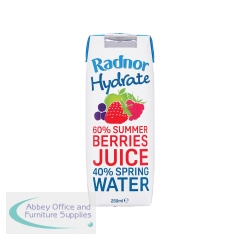 Radnor Hills Hydrate Water Tetra Pak Summer Berries 250ml (Pack of 12) T-RH25SB/24
