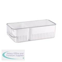 StoreStack Refrigerator Bin Organiser with Lid 2 Removeable Inserts Clear 368x114x114mm RB13609