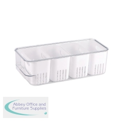 StoreStack Refrigerator Bin Organiser with Lid 4 Removeable Inserts Clear 368x114x114mm RB13610