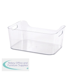 StoreStack Open-Top Pantry Bin with Integrated Side Handles Medium Clear 330x238x142mm RB13611
