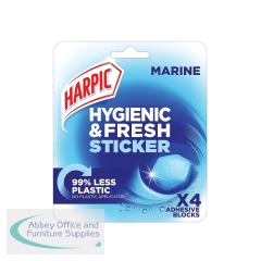 Harpic Hygiene Sticker/Block x4 Marine (Pack of 6) GB-AAZ