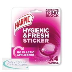 Harpic Hygienic Fresh Sticker Adhesive Toilet Block Floral x4 Tabs (Pack of 6) 3275290