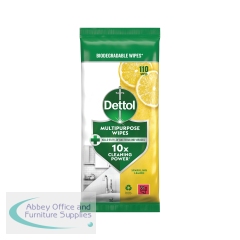 Dettol Multipurpose Wipe Sparkling Lemon 110 Wipes (Pack of 4) 3348372