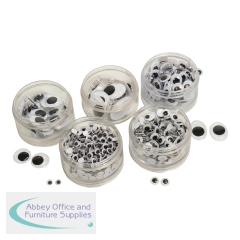 Stick-On Wiggly Eyes Stack Pack Black/White Assorted (Pack of 560) AR00885