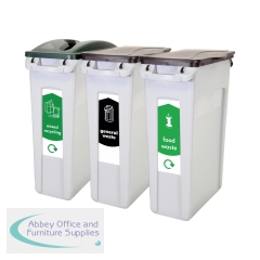 Rubbermaid Slim Jim 3-Stream Recycling Station General Waste/Mixed Recycling/Food Waste 2217670