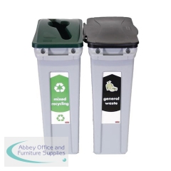 Rubbermaid Slim Jim 2-Stream Recycling Station General Waste/Mixed Recycling 2129601