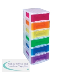Really Useful Slimline 6 Drawer Storage Tower 3.5 Litre Clear/Assorted ST6x3.5ASS