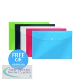 Rexel Choices Popper Wallet A5 Assorted (Pack of 5) 2115673