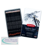 Derwent Graphic Soft Graphite Drawing Pencil Black (Pack of 12) 34215