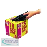 Le Cube Tie Handle Refuse Sacks With Dispenser 100 Litre Black (75 Pack) 0481
