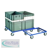 Blue 200kg Container Dolly 100mm Rubber Castors 321516