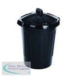 Plastic Dustbin 80 Litre Black 379770