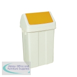 Plastic Swing Top Bin 50 Litre White with Yellow Lid 330353