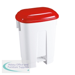 Derby 60 Litre White/Red Plastic Pedal Bin 348012