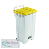 Grey 90 Litre Plastic Pedal Bin with Yellow Lid 357002