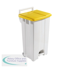 Grey 90 Litre Plastic Pedal Bin with Yellow Lid 357002