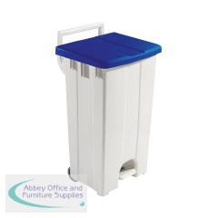 Grey 90 Litre Plastic Pedal Bin with Blue Lid 357003
