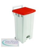 Grey 90 Litre Plastic Pedal Bin with Red Lid 357004